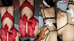 Vk dâm mặc ren đỏ kích thích vl