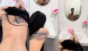 Chịch trong phòng tắm em rên to quá phải mở nước để phòng bên cạnh không nghe thấy